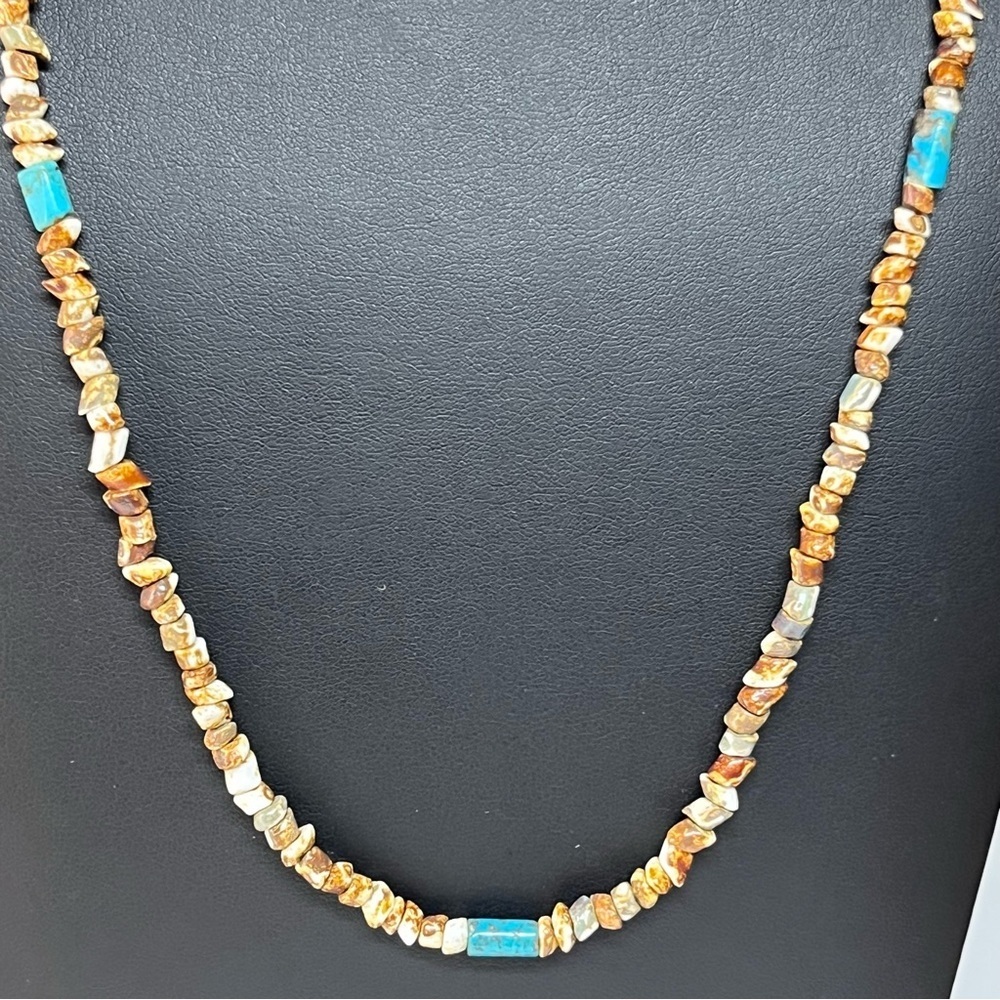 VTG Southwestern Stone Beaded Turquoise Necklace 24" - Picture 2 of 11